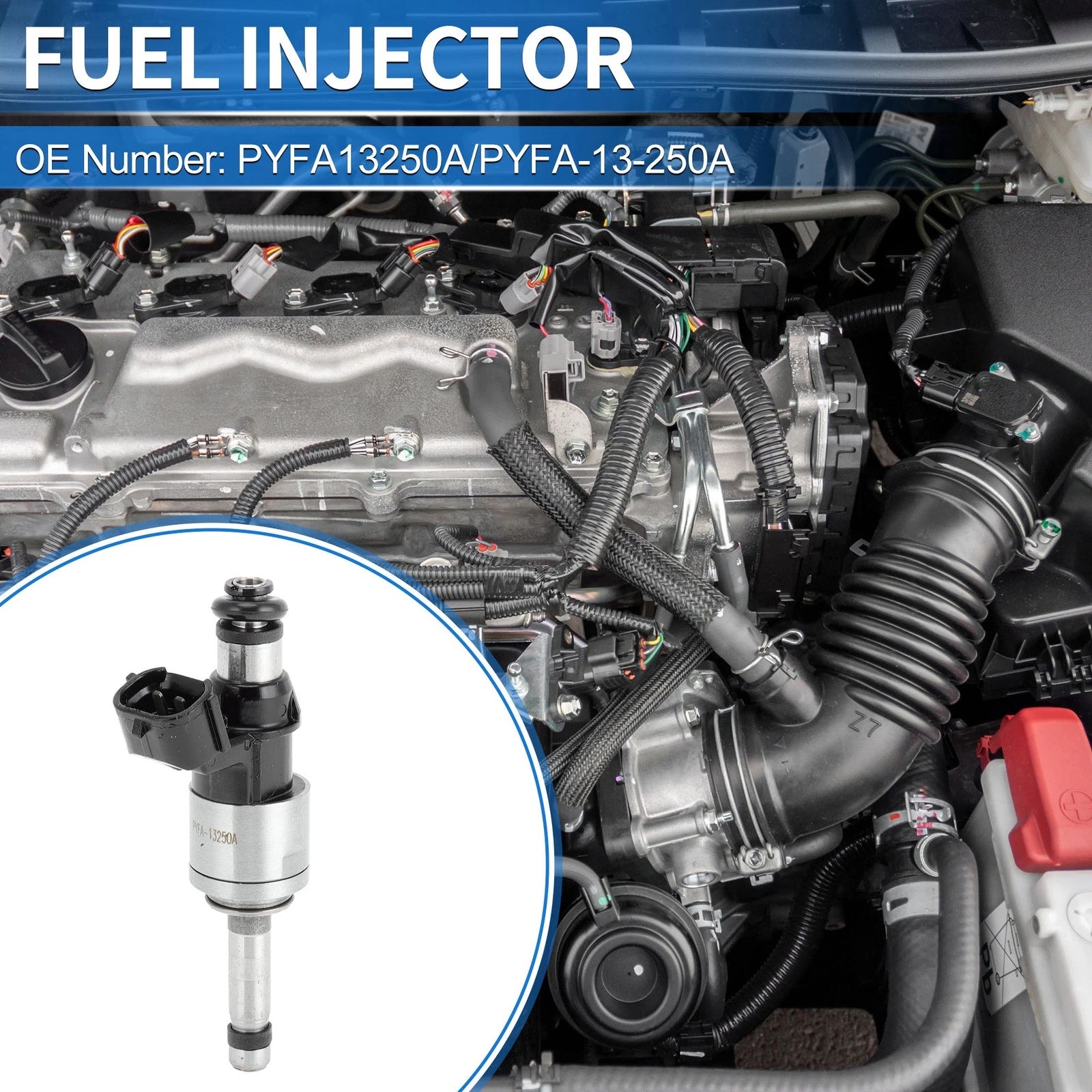 Fuel Injector Replacement for Mazda CX-5 2.5 (2018–2024) 1Pc Silver Tone
