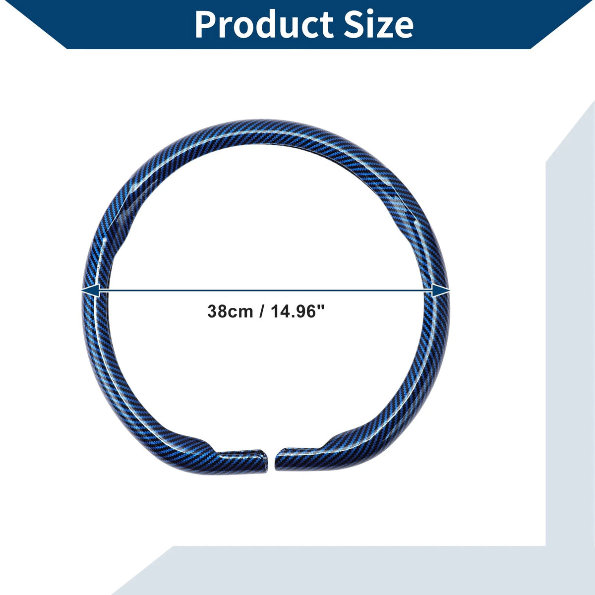 Steering Wheel Cover for Universal Fit (14.96", Blue Carbon Fiber)