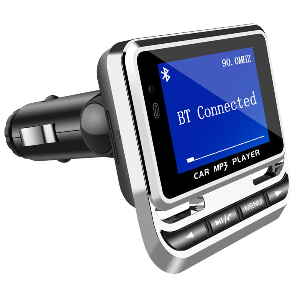 1.4" LCD Car FM Transmitter MP3 Player Bluetooth 5.0 Hands-Free Aux Kit + Remote
