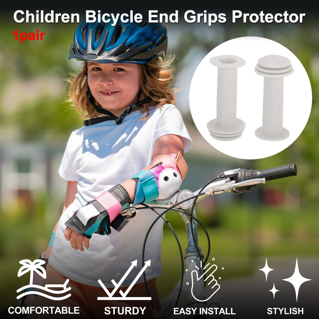 Handlebar Grips 105mm Soft End Covers for Child Bike MTB White Pair (1 Pair)
