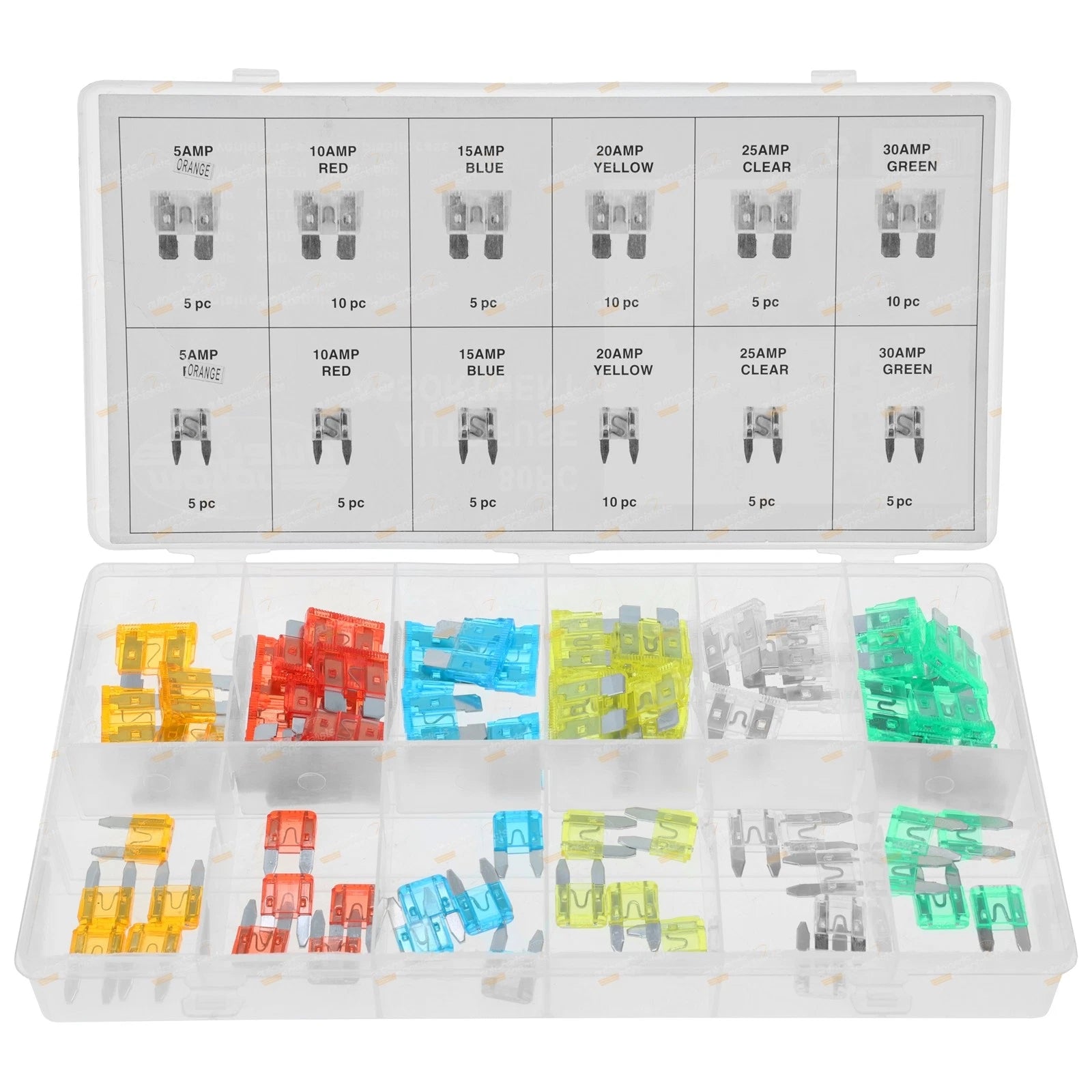 80pc Mini & Medium Blade Fuse Assortment Kit 5A-30A