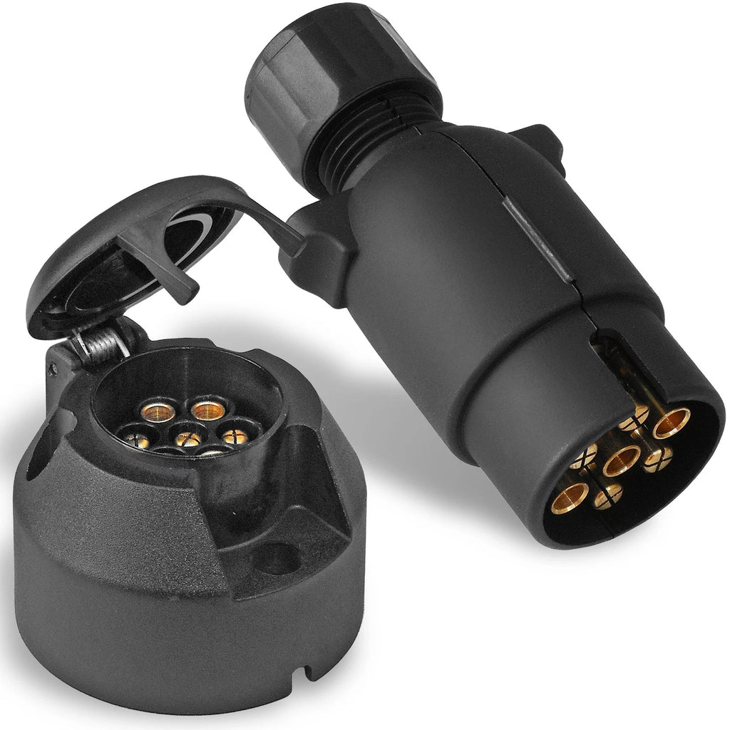 7-Way Round Trailer Plug Adapter and Socket for Five Oceans (FO2354-C1)