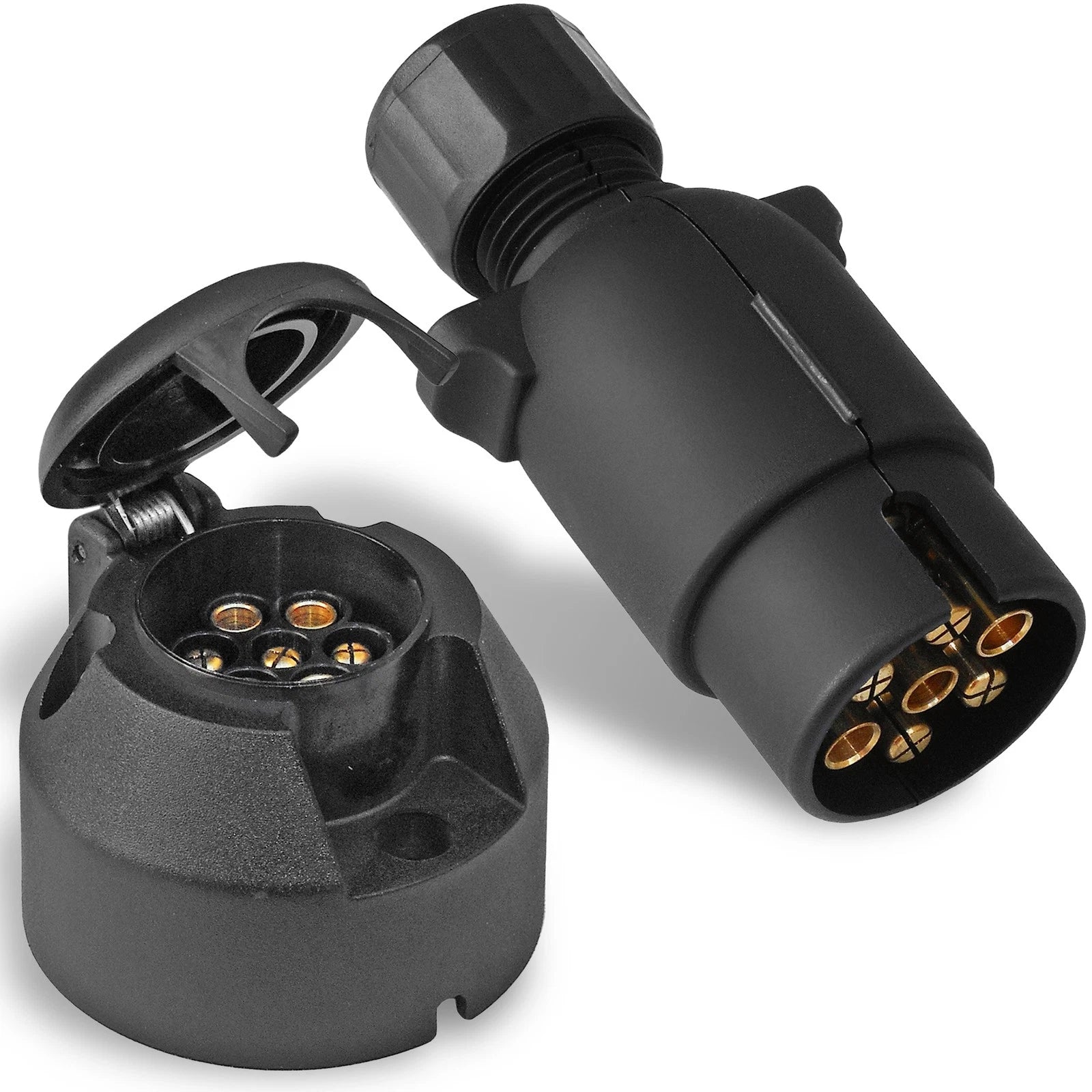 7-Way Round Trailer Plug Adapter and Socket for Five Oceans (FO2354-C1)