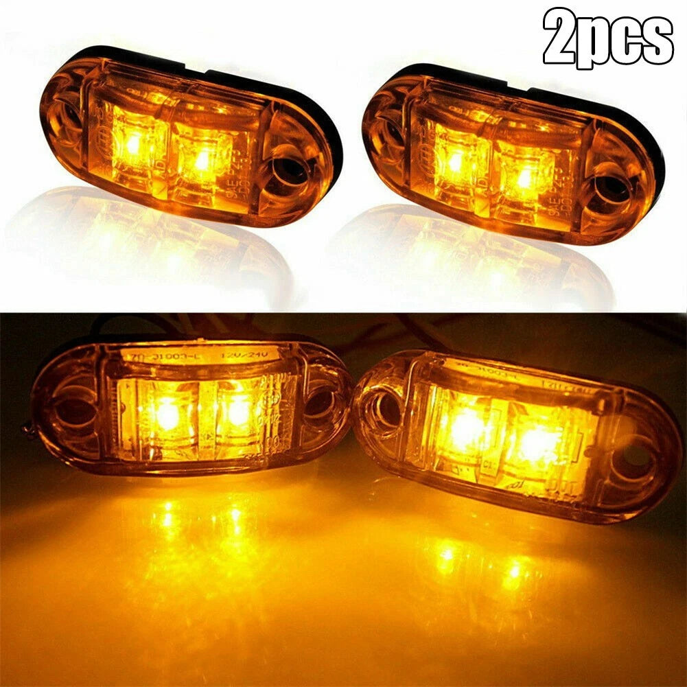 2X 25 Amber Oval LED Side Marker Lamps for Trailers