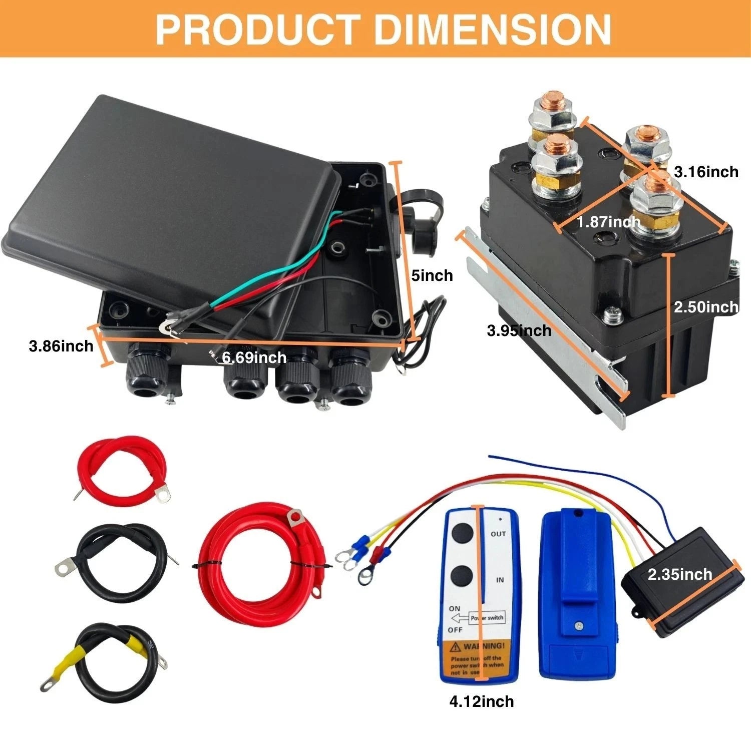 12V 500A Winch Contactor Relay Set w/ Control Box for ATV UTV
