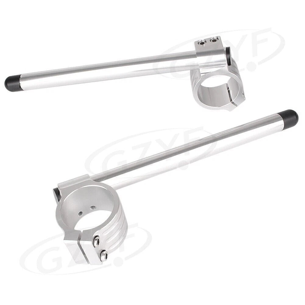 22mm Silver Clips for Handle Bar with Adjustable Clamps (Fits 53mm Fork Tube)