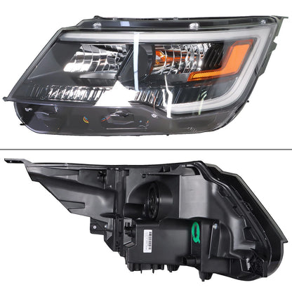Headlight Headlamp for Ford Explorer (2016–2019) Black Halogen w/LED DRL Left