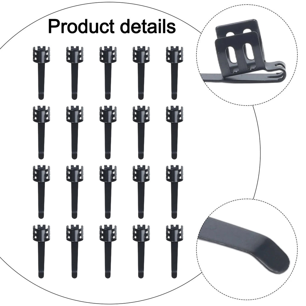 20 Pack Flashlight Clips for Pens and Lights - Rust Resistant Steel
