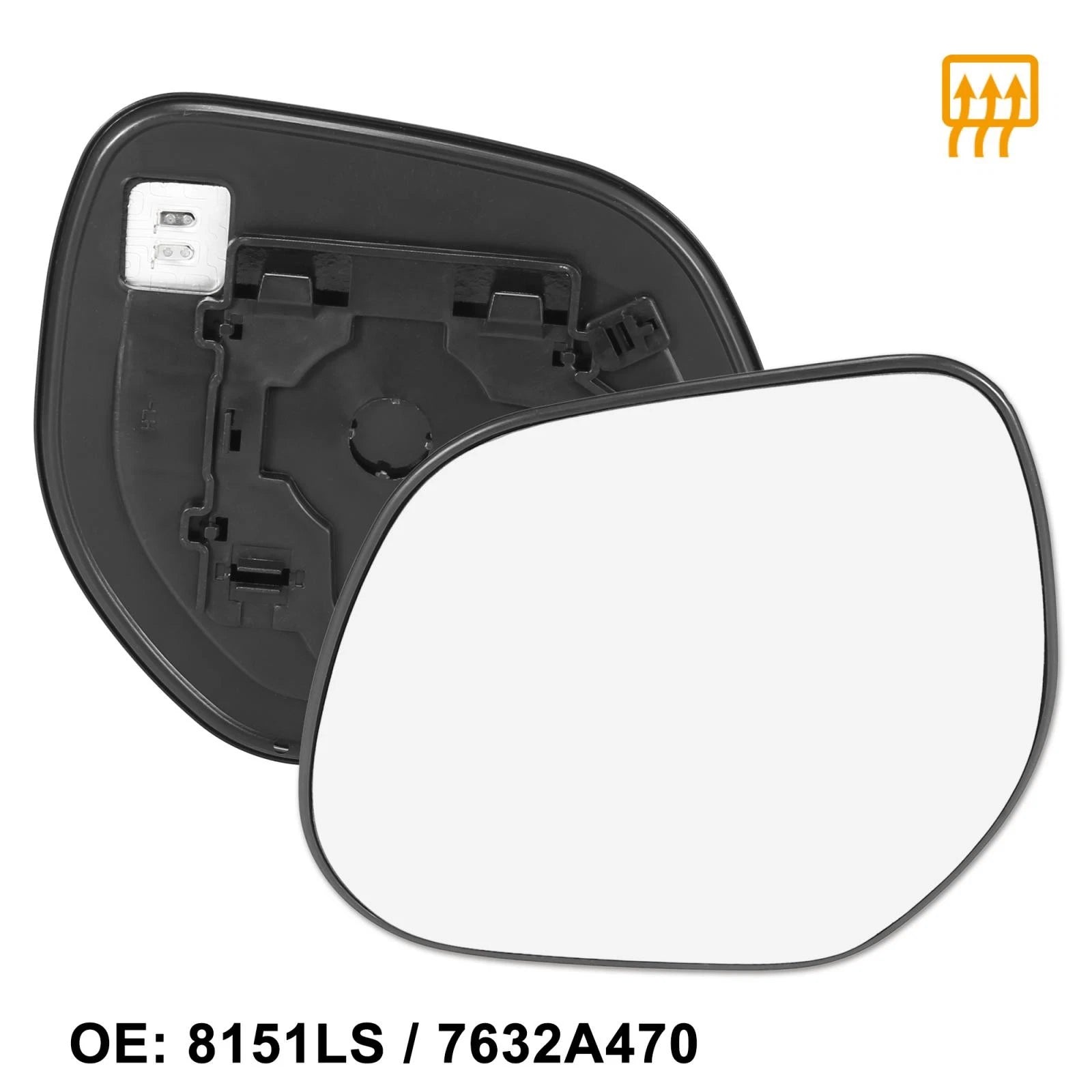 Left Side Heated Mirror Glass with Backing Plate for Mitsubishi Outlander (2014–2023)