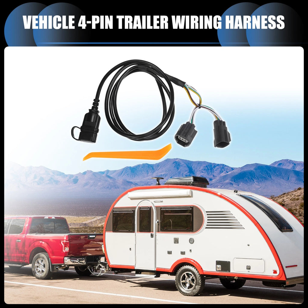 Trailer Wiring Harness 4 Pin Replacement Set for Jeep Wrangler JK (2007–2018)