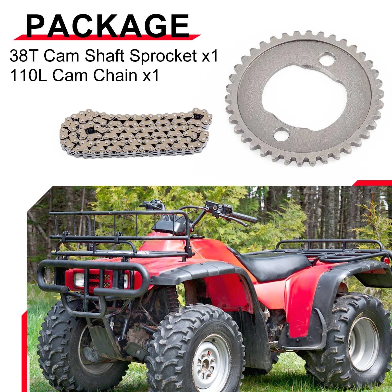 Cam Timing Chain & 38T Camshaft Sprocket for Honda Fourtrax 300 (1988–2000)