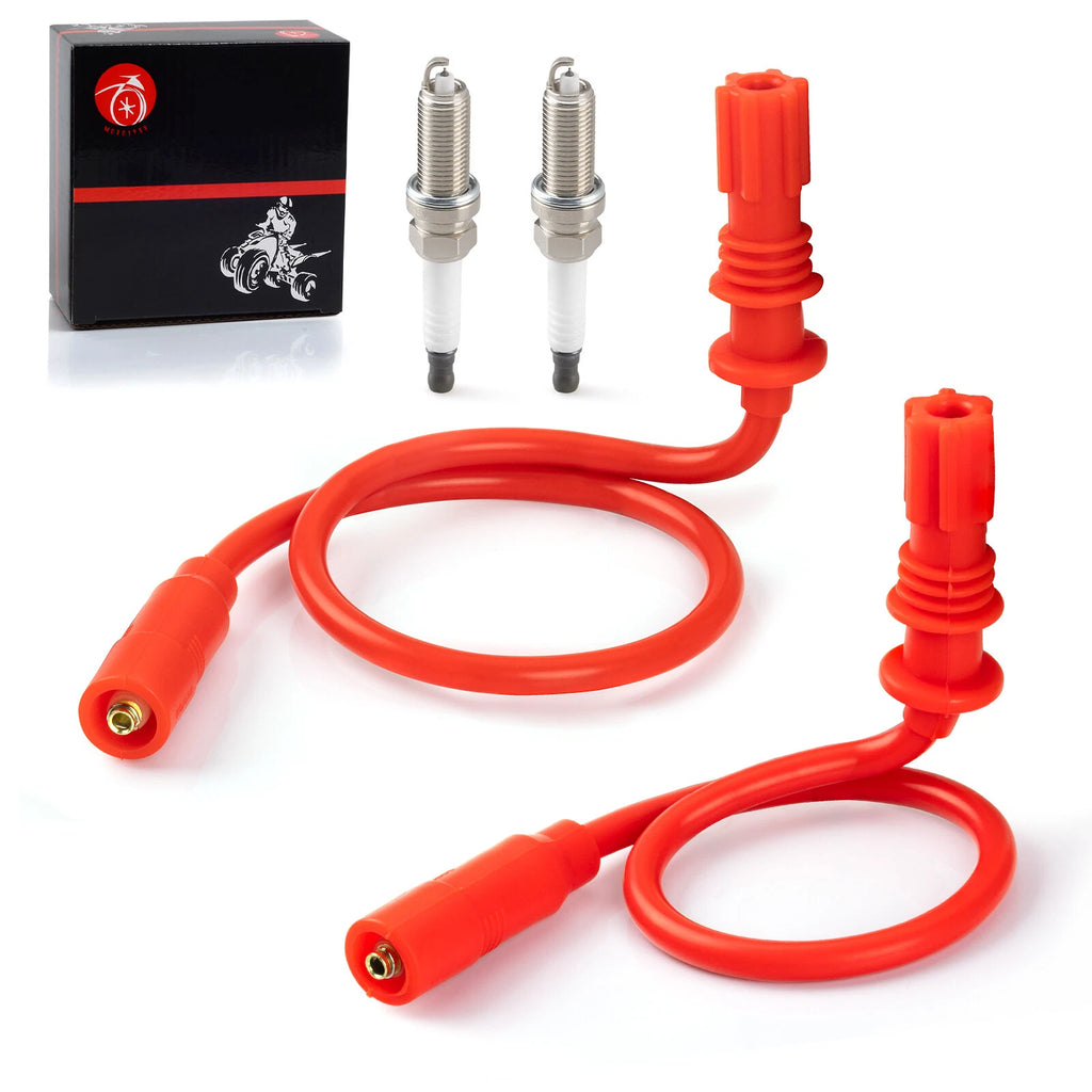 Set of 2 Spark Plugs & Caps for Polaris Sportsman 850 SP (2009) 4014007 4013328