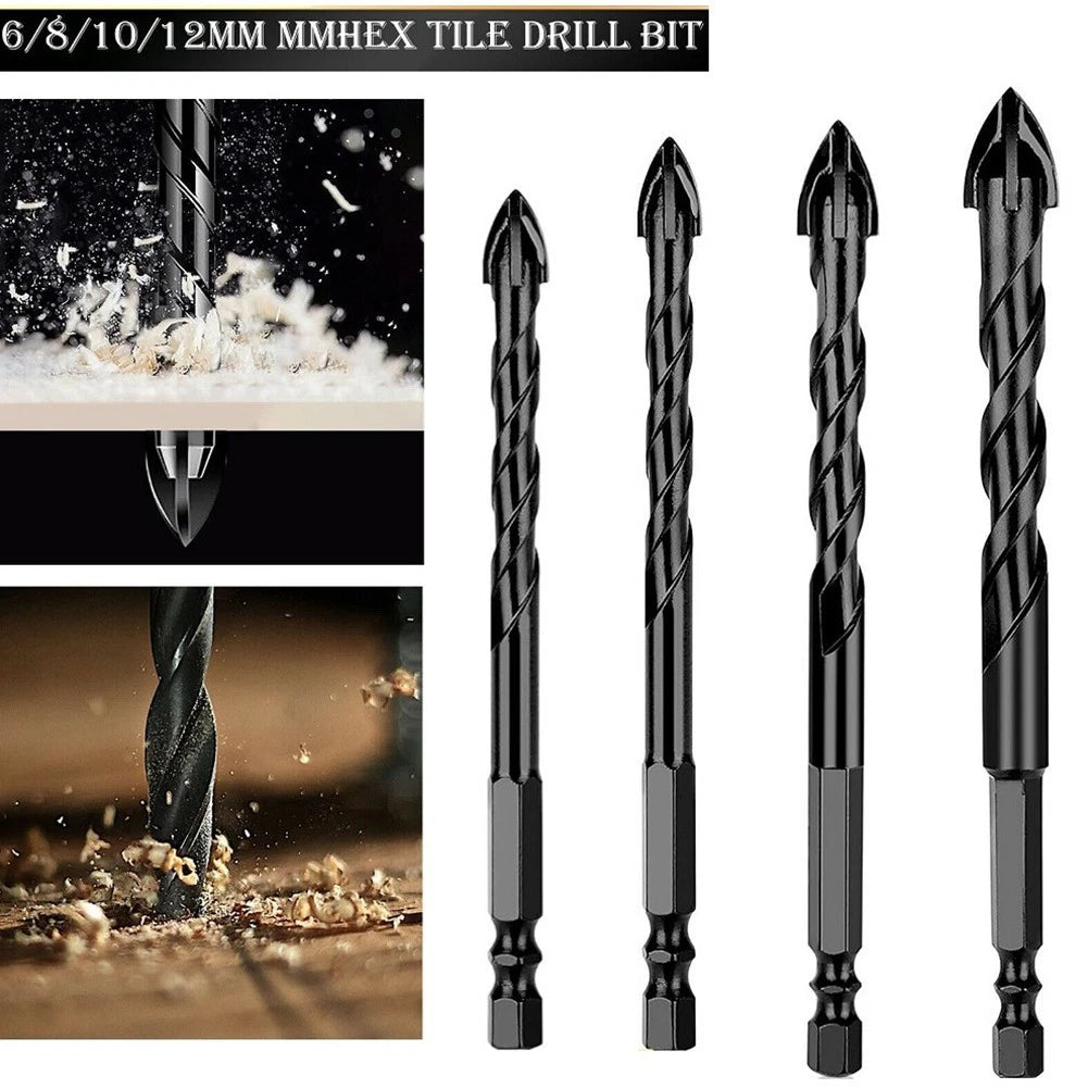 4-Blade Carbide Drill Bit Hex Shank for Plastics and Glass (6.35 mm)
