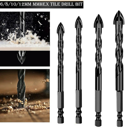 4-Blade Carbide Drill Bit Hex Shank for Plastics and Glass (6.35 mm)