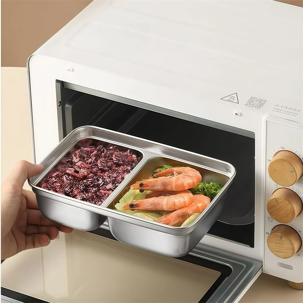 2X Stainless Steel Snack Boxes for Food Storage (Double Compartment)