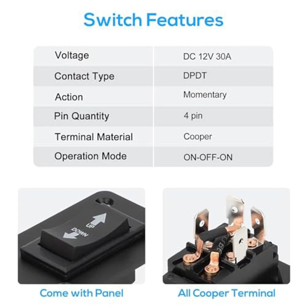 Stabilizer Momentary DPDT Switch 30A for Tongue Jack Reversal