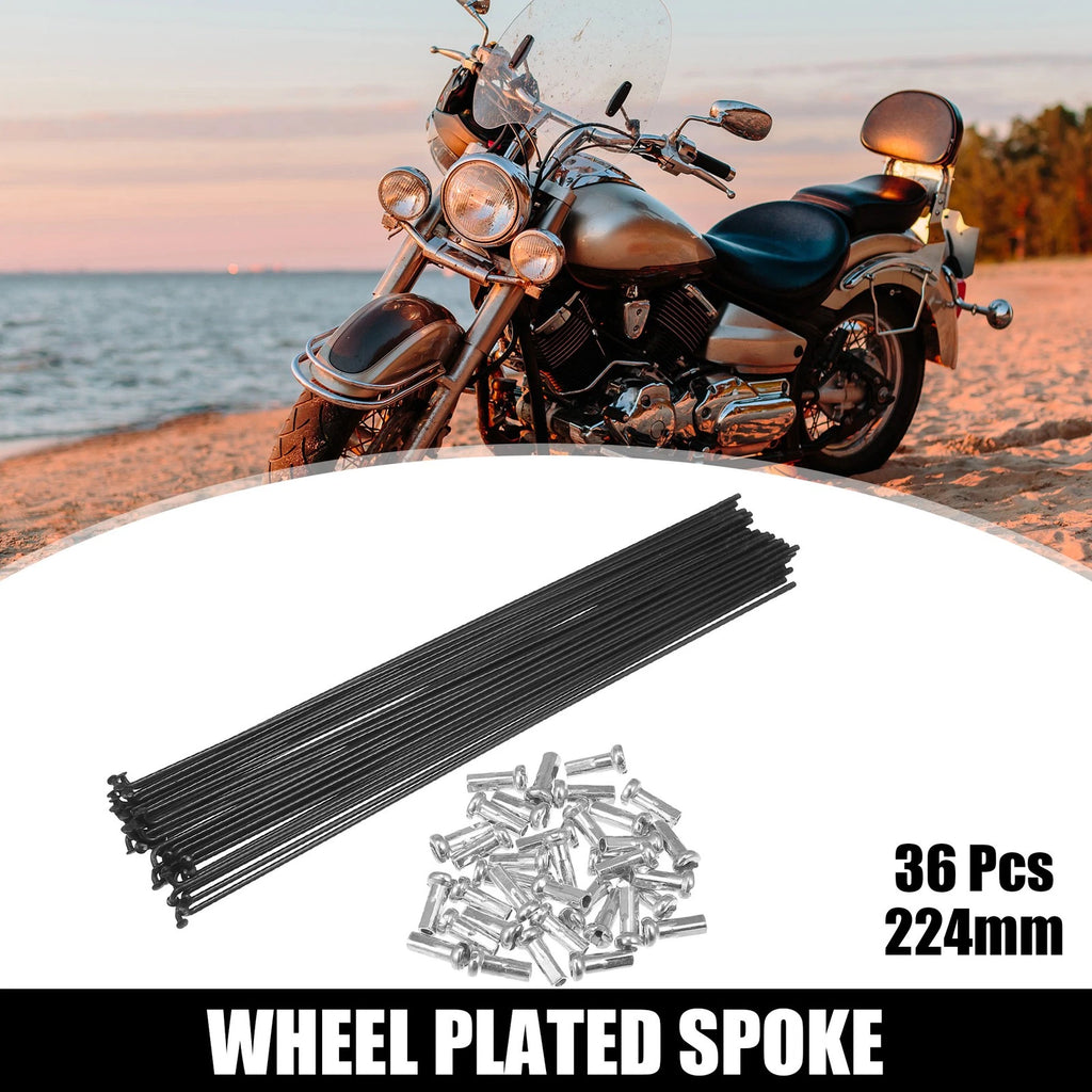 Bicycle Spokes Carbon Steel 14G 224mm with Nipples for Most Bikes (36 Pack)