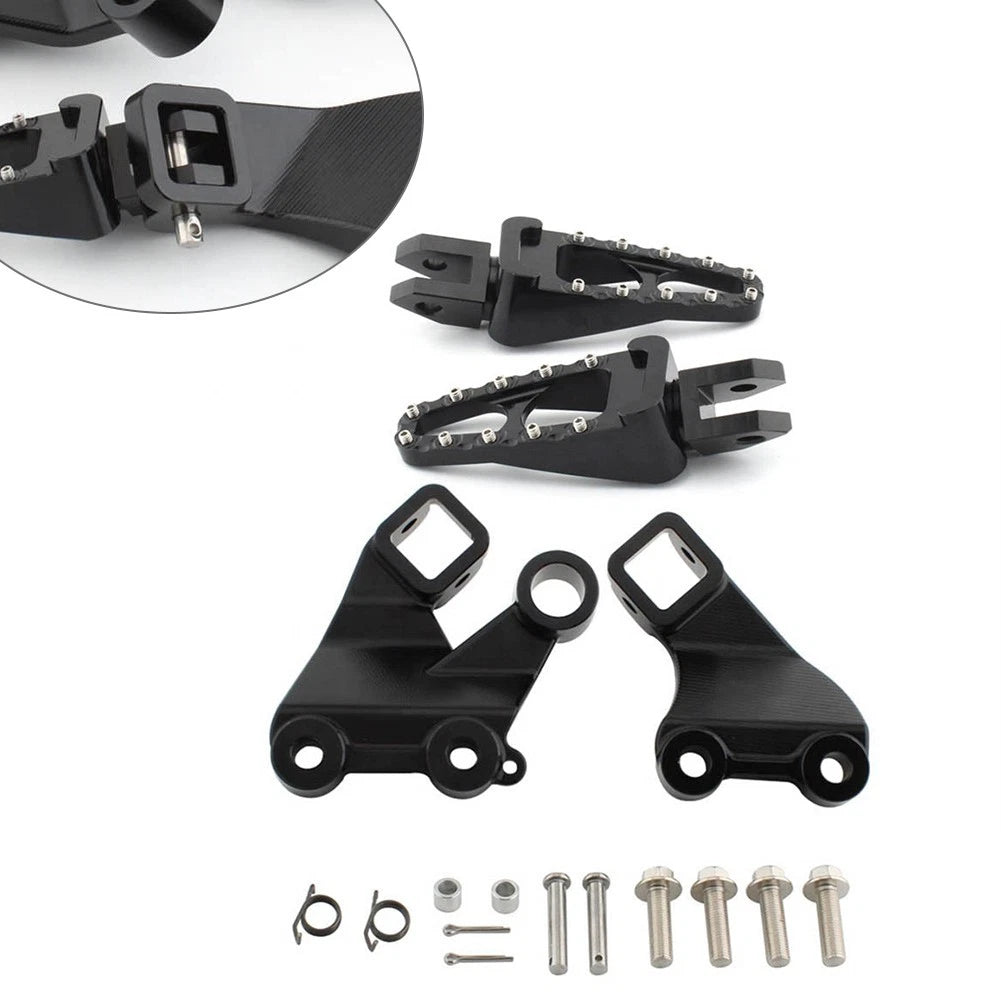 Set of 2 Black Front Footrest Pegs Mount Bracket for Yamaha V-Max 1200 (1985–2007)