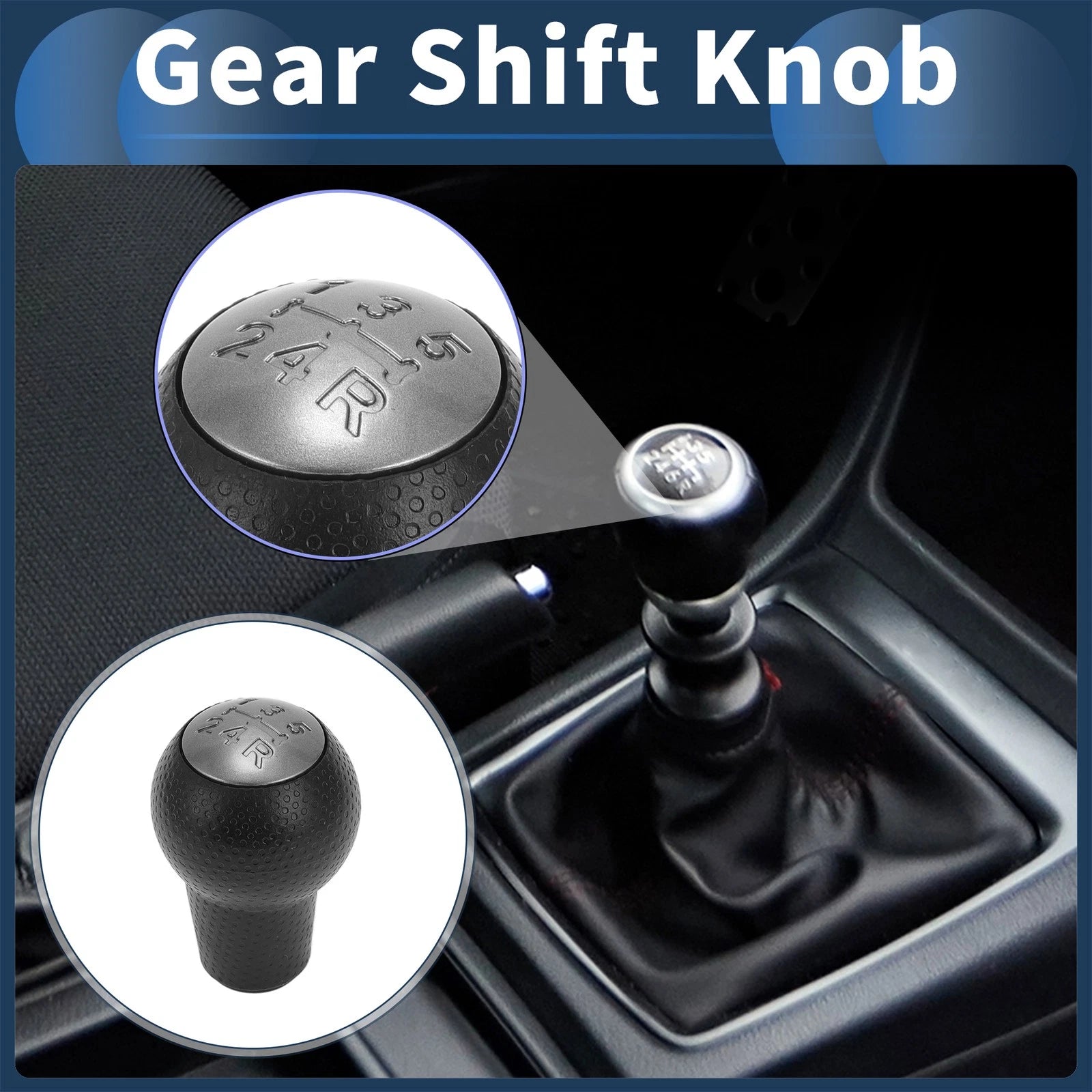 5 Speed Gear Shift Knob Replacement for Honda Fit (2002–2008) Plastic Black