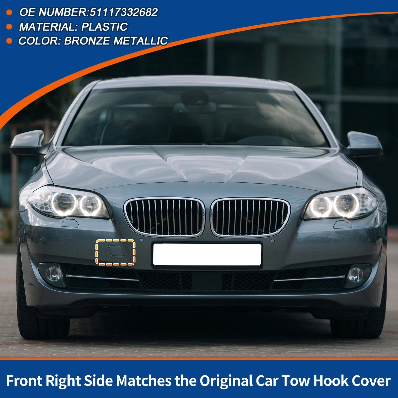Front Right Tow Hook Cover Cap Replacement for BMW X5 (2014–2018)