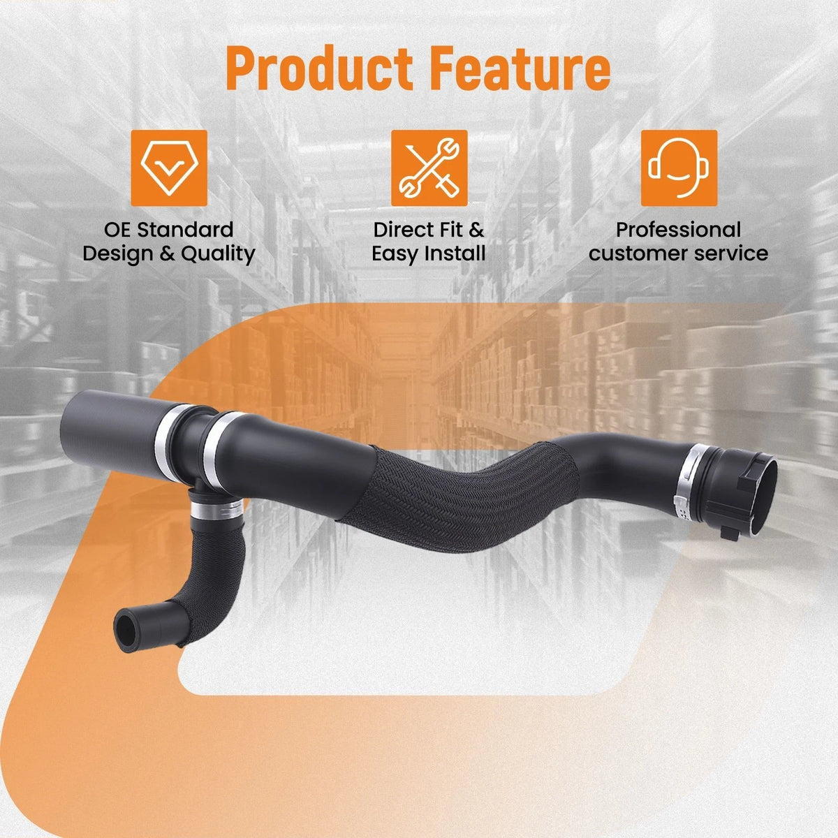 Radiator Inlet Hose for Jeep Compass (2017–2022) 68297843AB, 68297843AA Rubber