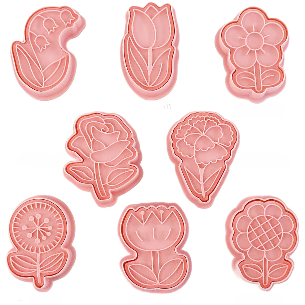 8 Piece Flower Cookie Cutters for Baking (PP)