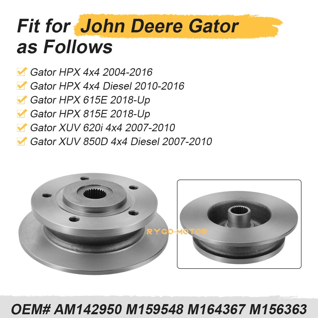 2X Brake Disc Hubs for John Deere Gator HPX 615E 815E Diesel XUV 620i 850D