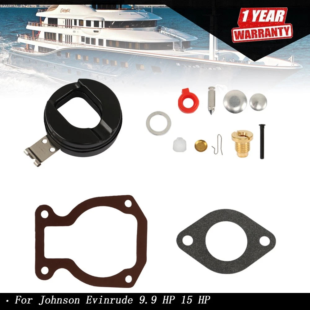 Carburetor Kit w/ Float for Johnson Evinrude 9.9 HP 15 HP (1974–1988) 398453