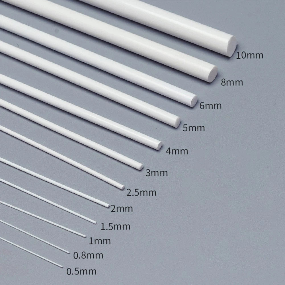 Plastic Rods Solid Bar for Various Applications (250mm x 1/2/3/4/5/6mm)