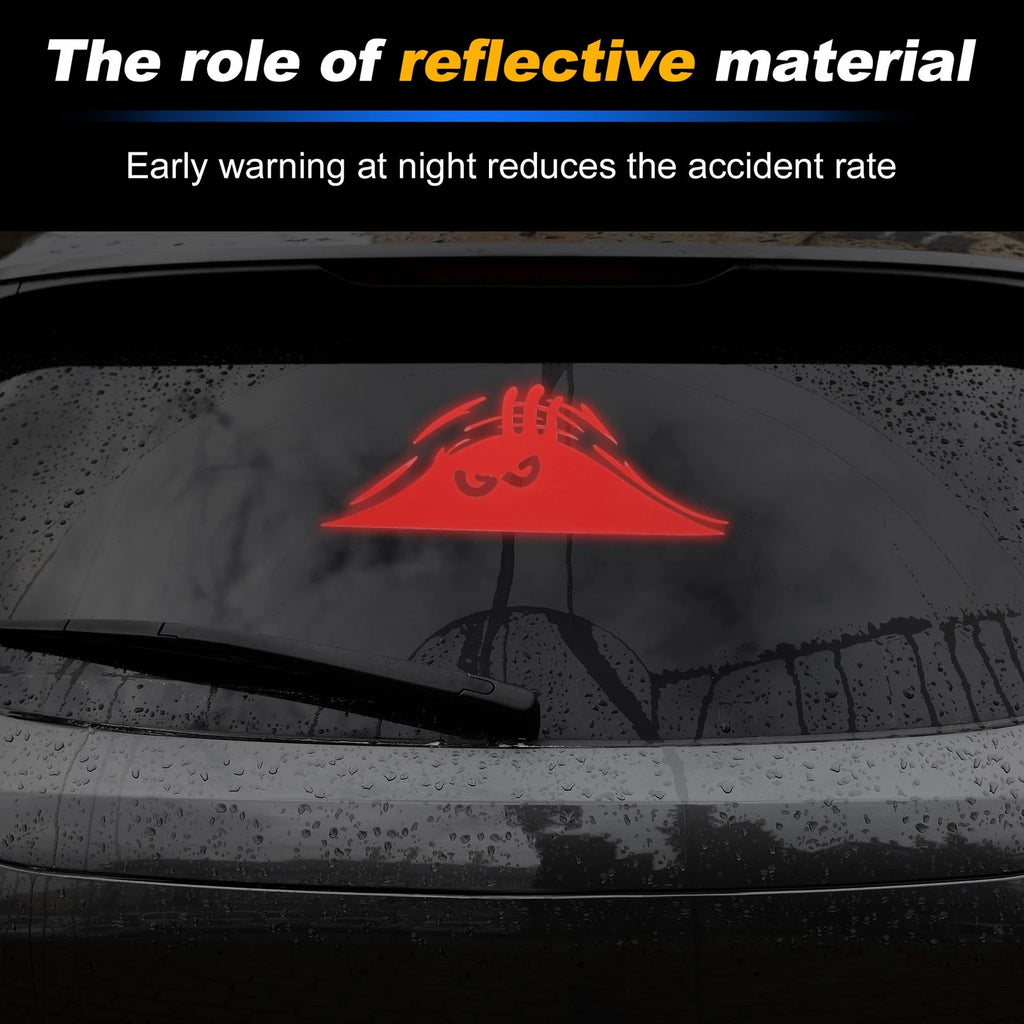 Reflective Bumper Decal for Car (Red Square Angry Eyes)