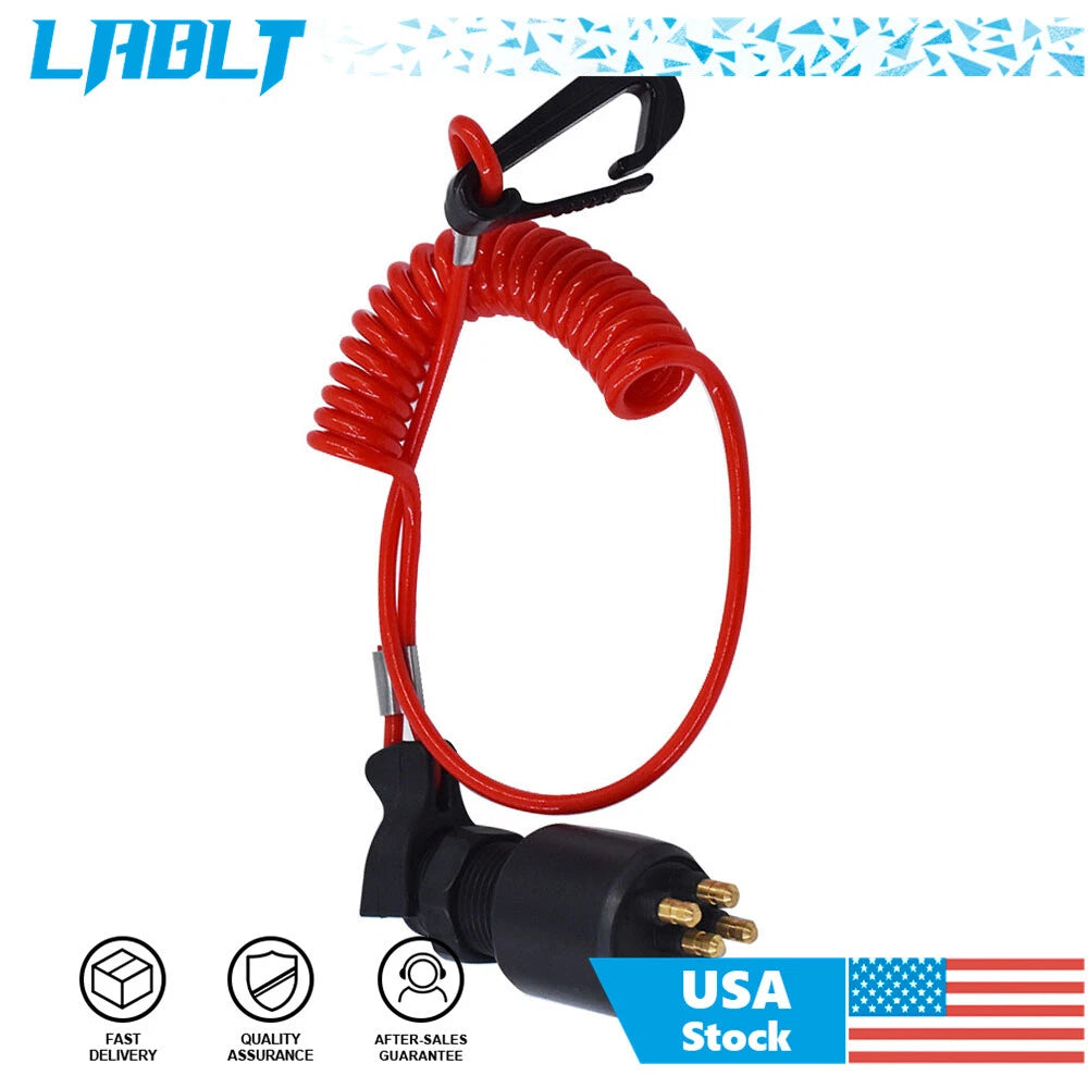 Ignition Key Switch with Safety Lanyard for Evinrude Johnson (175974, 5005801)