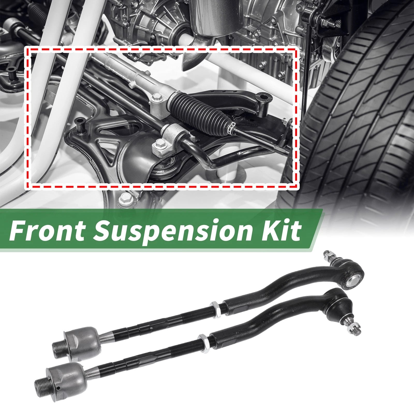 8pcs Front Suspension Kit Inner Outer Tie Rod End for Ford Edge (2007–2014)