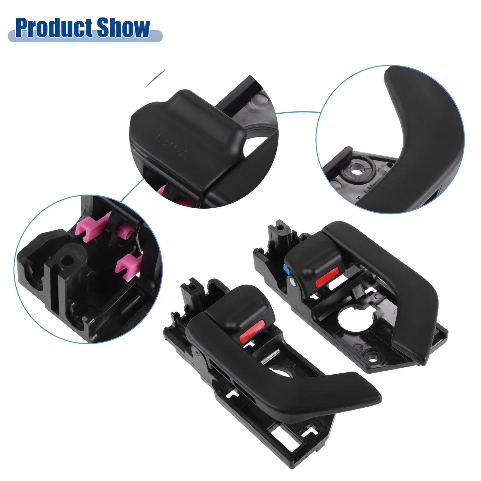 Interior Door Handle Front Left Right Pair Replacement for Hyundai Tiburon (2003–2008)