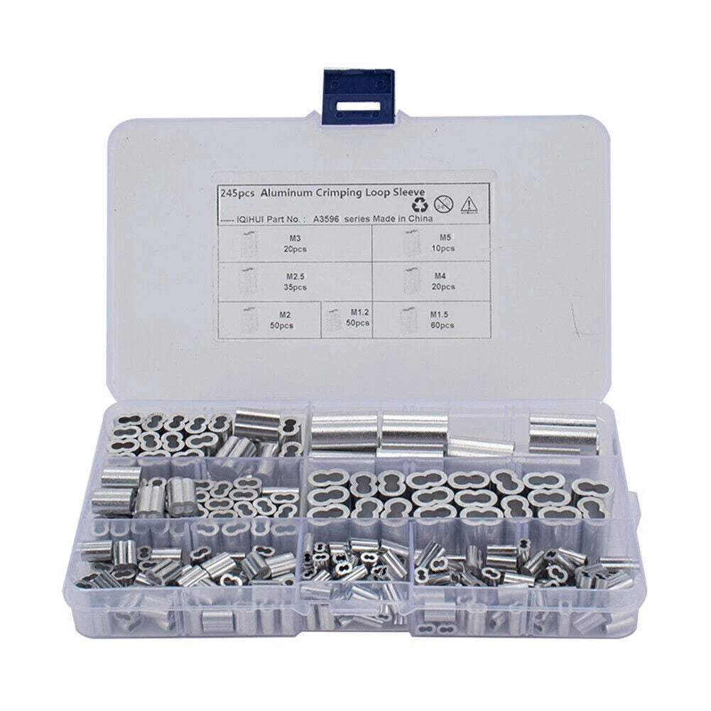 Double Barrel Crimping Loop Kit for Wire Rope and Cable (245 Pcs)