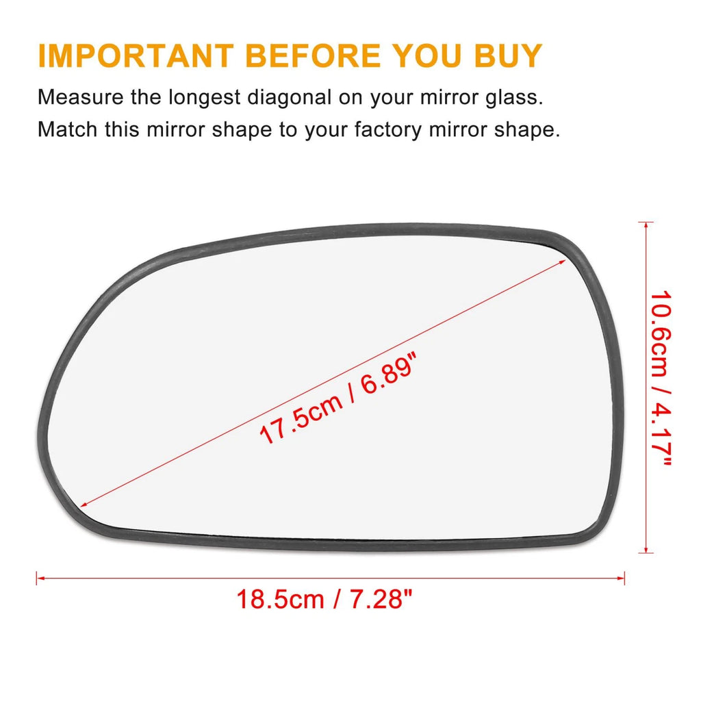 Left Driver Side Rearview Mirror Glass with Backing for Hyundai Elantra (2011–2018)