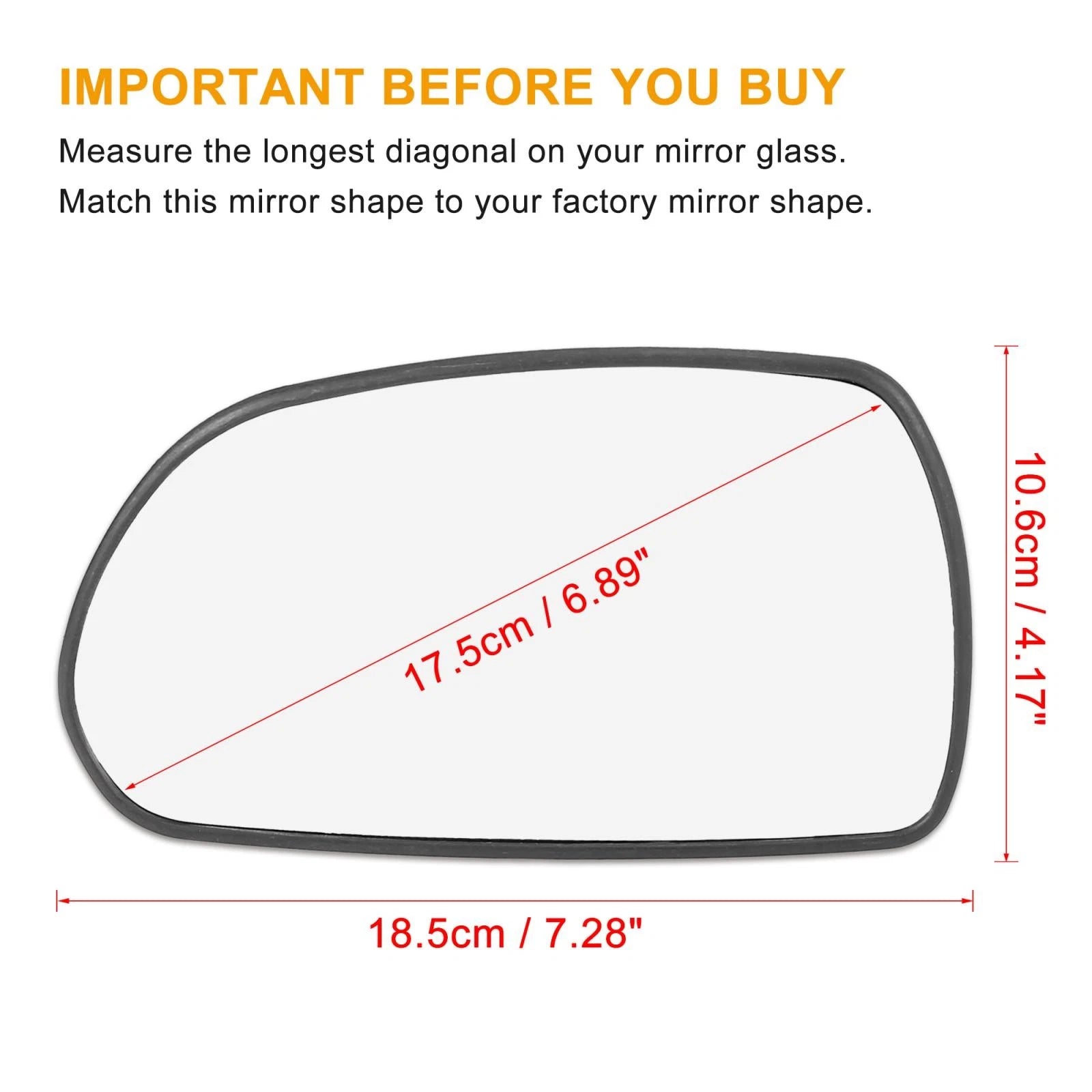 Left Driver Side Rearview Mirror Glass with Backing for Hyundai Elantra (2011–2018)