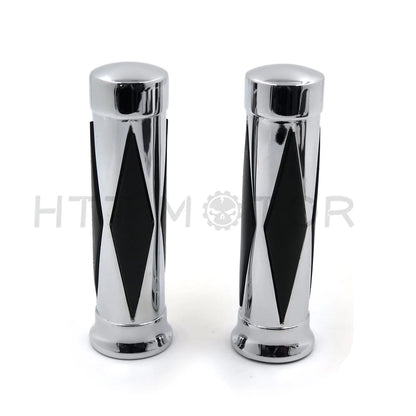 1" Chrome Diamond Style Handlebar Grips for Harley Softail Street Bob
