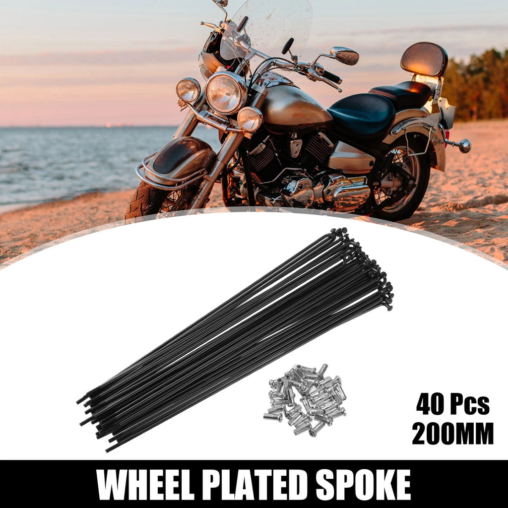 Bicycle Spokes 13G 200mm Steel Replacement Kit with Nipples for Most Bikes