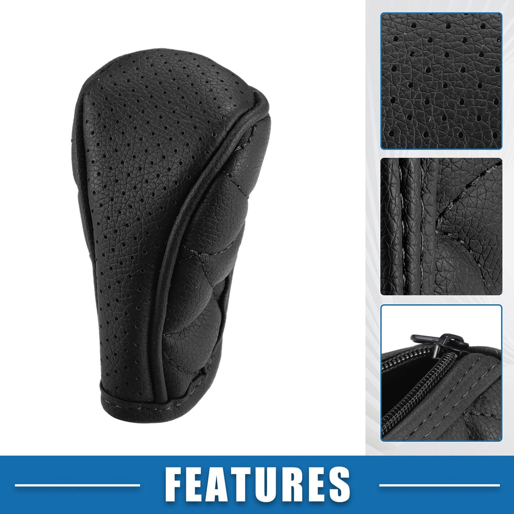 Shift Knob Cover for Universal Vehicles - Zipper Style Black