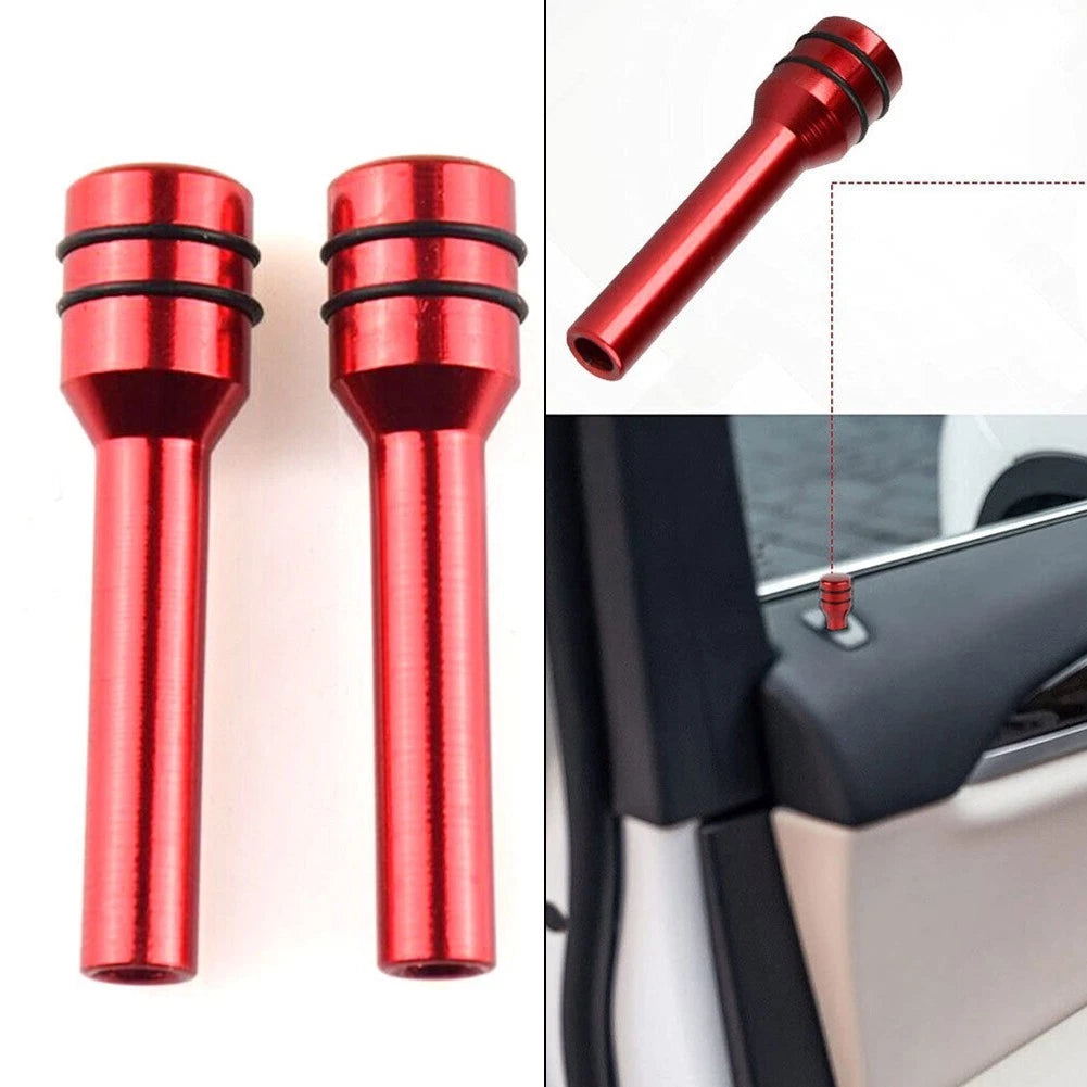 2pcs Car Interior Accessories Aluminum Door Lock Knob Pull Pins Cover Red