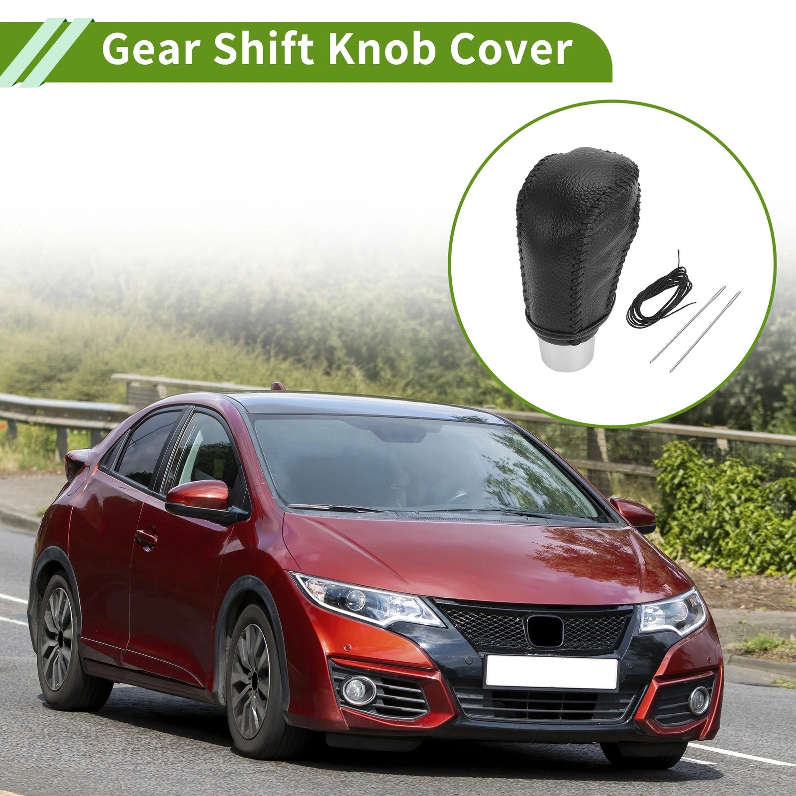 Gear Shift Knob Cover Replacement for Honda Civic (2016–2021) Pebbled Black