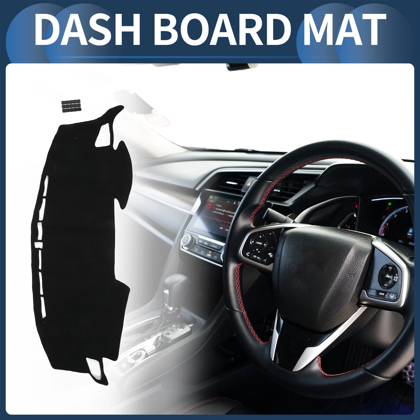 Dashboard Dash Cover Mat Replacement for Honda Civic R FK7 (2017–2024) Black