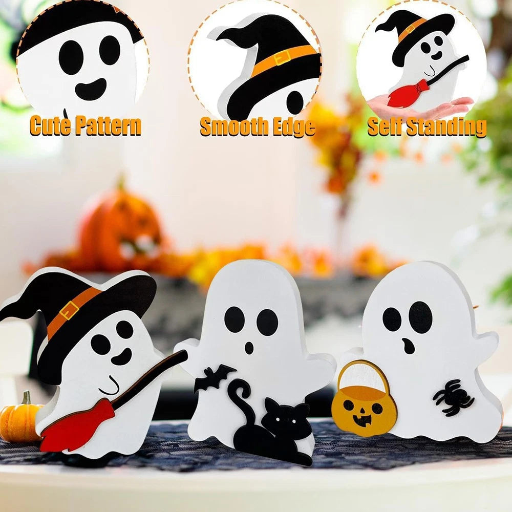 3 Pcs Ghost Halloween Desk Decorations for Home Shelf Display
