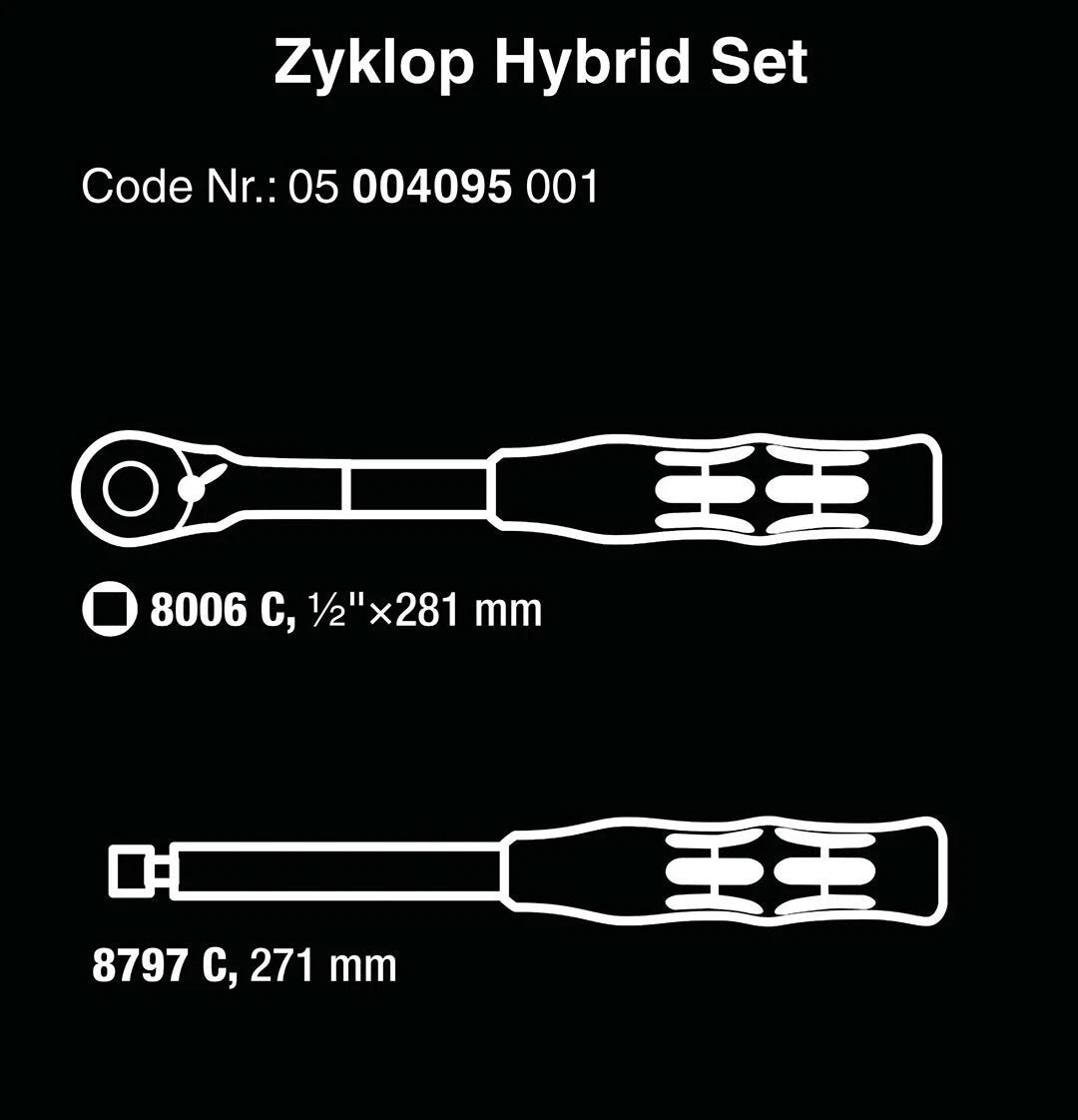 1/2" Drive Hybrid Switch Ratchet with Extension for Wera Tools