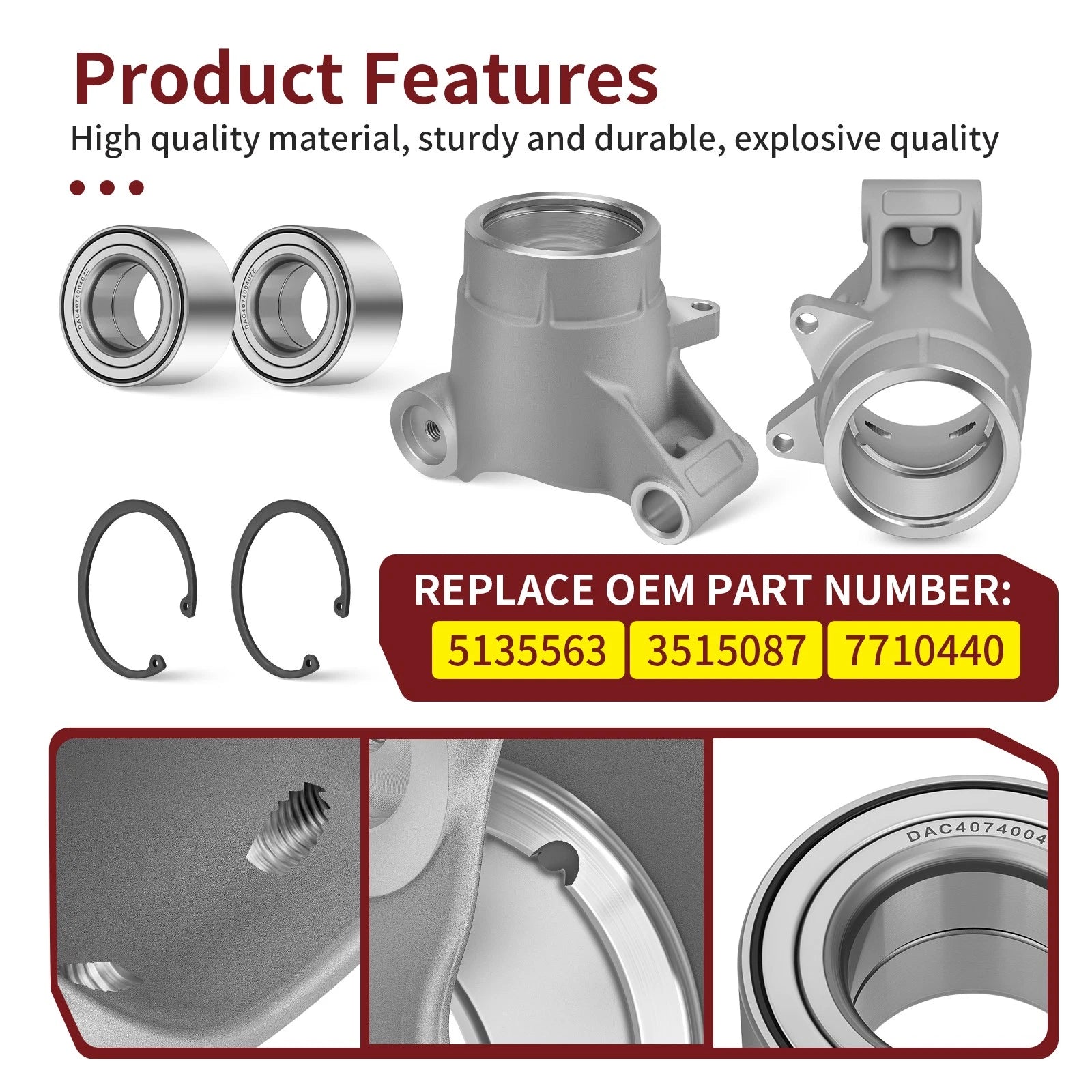 2X Rear Wheel Bearing Carrier 5135563 for Polaris Sportsman 500 HO (2008–2013)