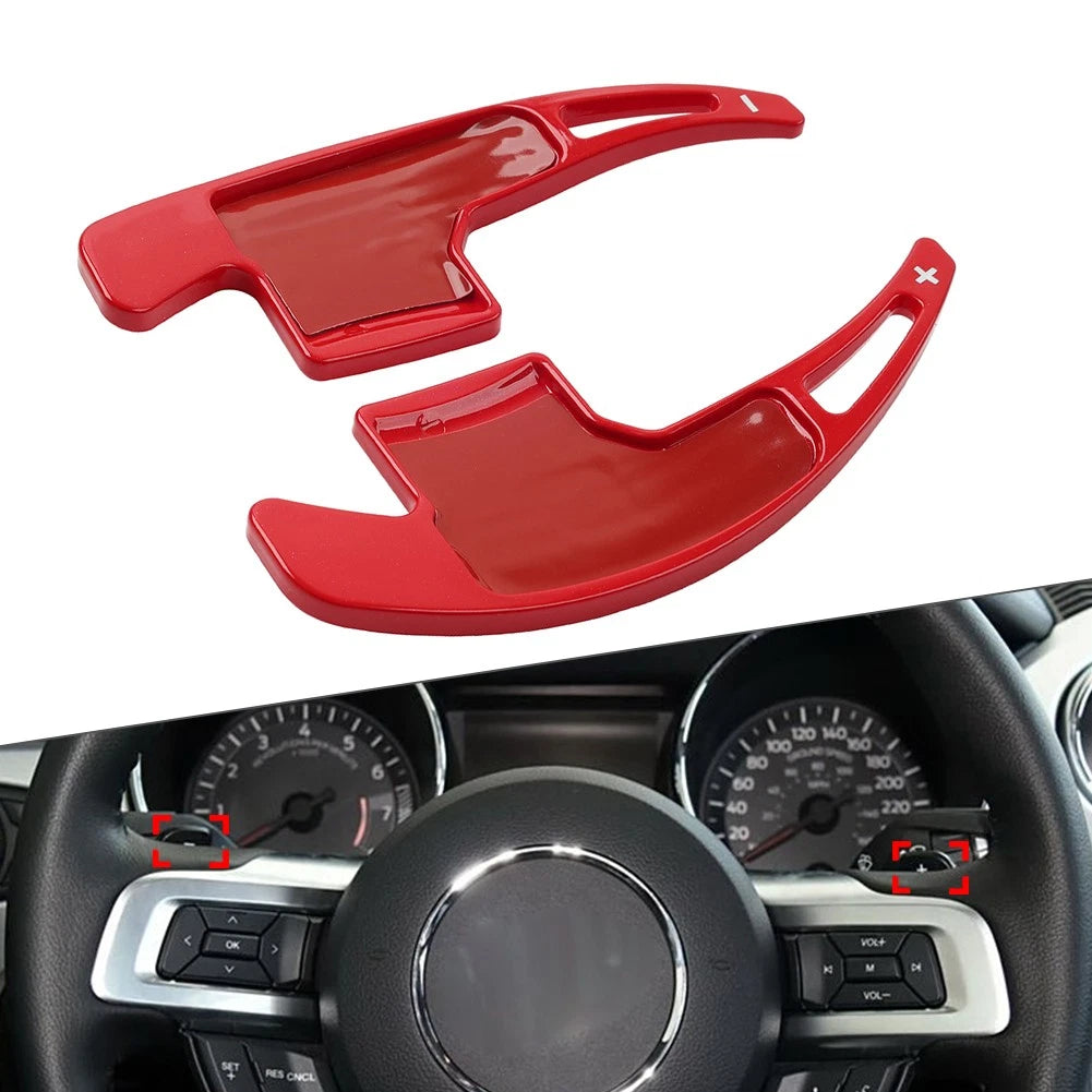 Steering Wheel Shift Paddle Shifter Trim Cover for Ford Mustang (2015–2023) Red