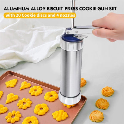 2X Aluminum Cookie Maker Machine with 20 Discs for Easy Operation