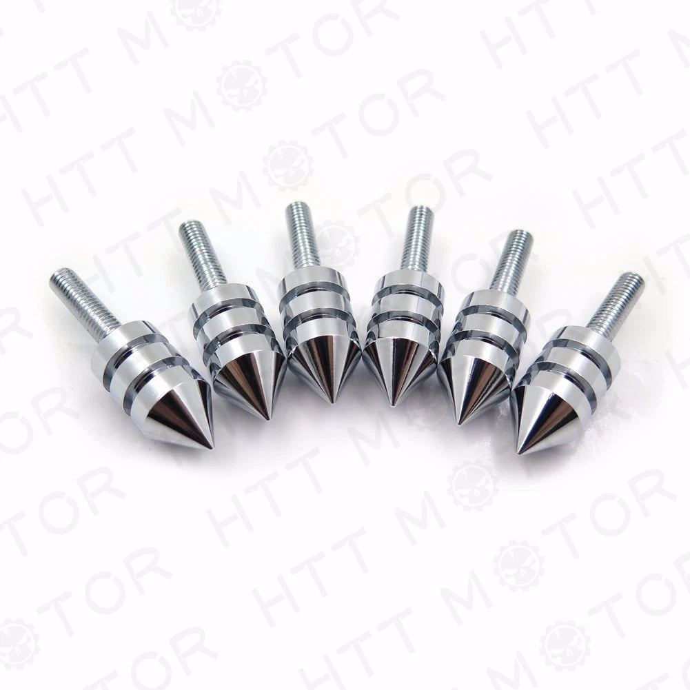 Chrome Spiked Bolt Kit with Well Nuts & Washers for Motorcycle