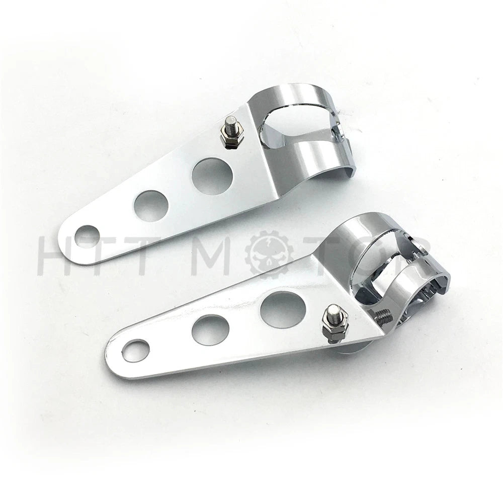 2X Headlight Brackets for Motorcycle (28mm-38mm Forks) Chrome