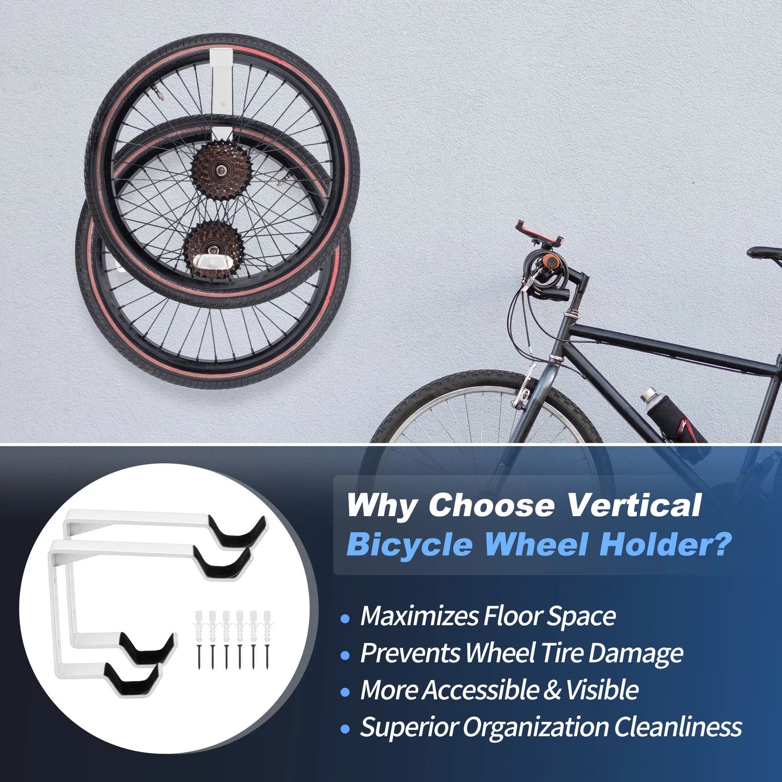 Bike Wheel Rack Wall Mount for Universal Fit (Any Check fitment before purchase, 2010–2025)